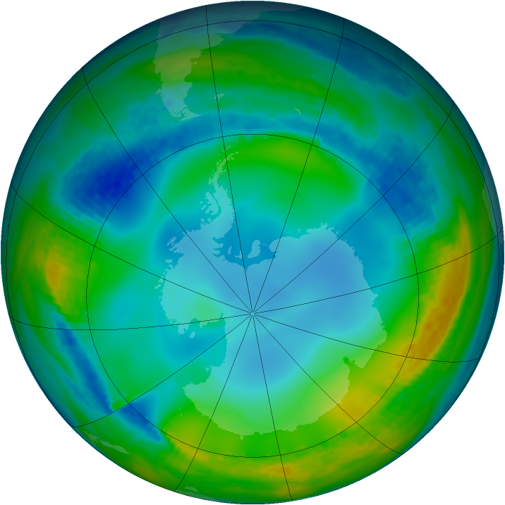 Antarctic ozone map for 29 June 2002